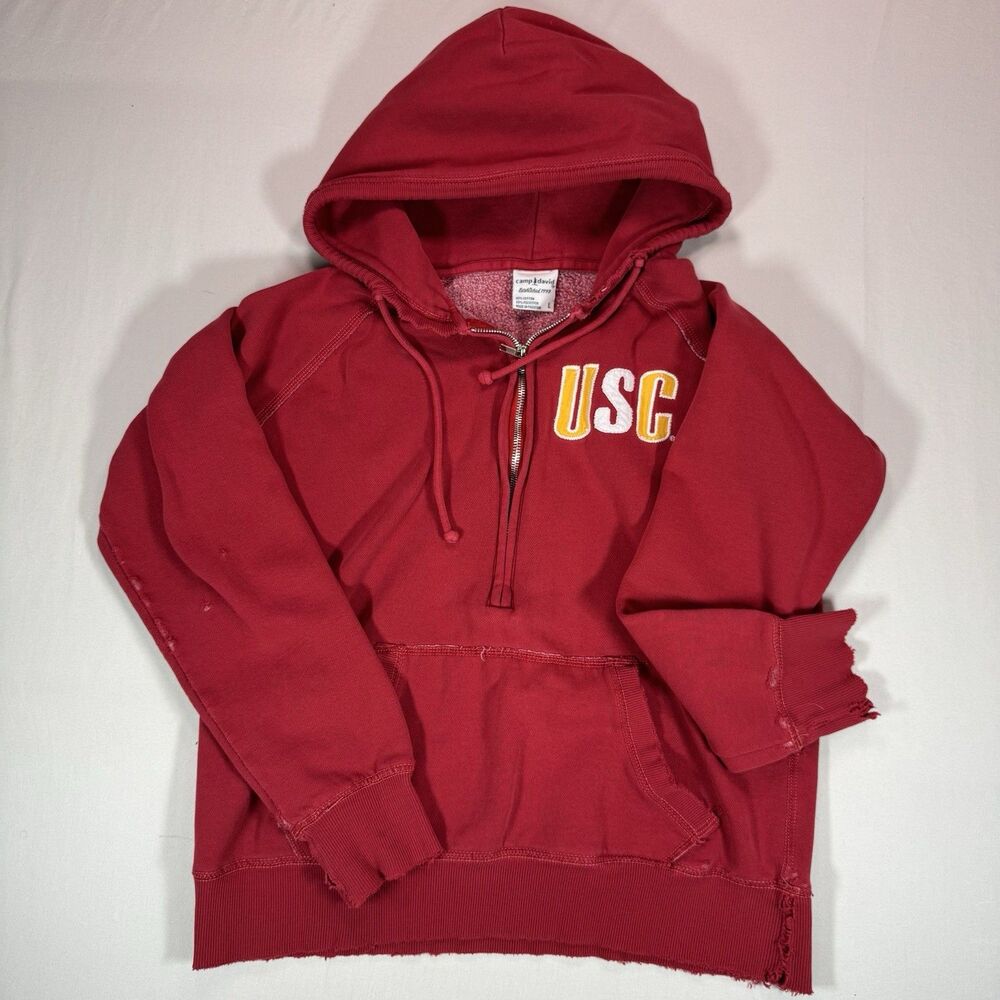 Y2K Vintage-Style USC Trojans Half-Zip Hoodie by Camp David – Women’s/Unisex - Picture 3 of 4
